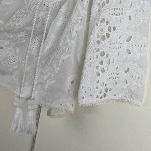 Cino Vintage Maui Tunic Size XS White Sequin Eyelet Cover Up - Picture 10 of 13